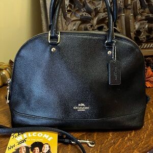 Coach Black Sierra Crossgrain Leather Satchel